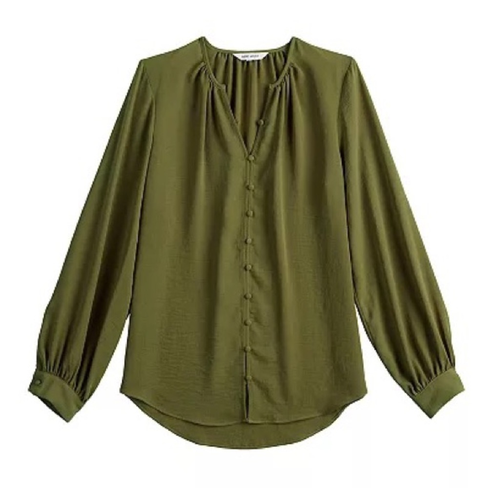 NEW! Women's Nine West Button Front Balloon Sleeve Tunic  Size M
by Nine West